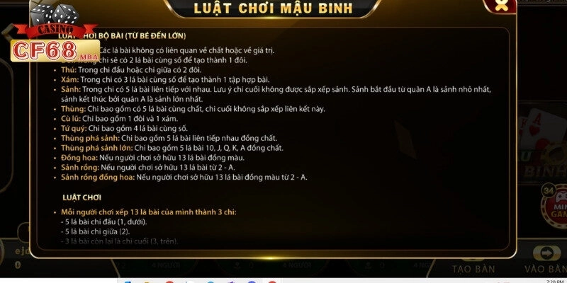 Mậu Binh CF68 - Tựa Game Bài Ăn Khách Số 1 Thị Trường
